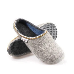 Herren Filz Slipper mit Einlage Hausschuh mit rutschfester Sohle