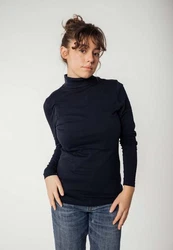 MELA Langarmshirt Turtleneck Shirt ANCHAL Dunkelblau/Lila