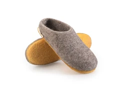 naturling Herren Slipper Hausschuh Gelb/Grau/Braun