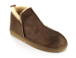 Herren Lammfell-Hausschuh Anton, antique cognac, Winterschuhe Hausschuh Winterhausschuhe aus Lammfell, temperaturregulierend