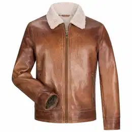 Lederjacke Mica mit Teddyfell als Innenfutter und Fellkragen