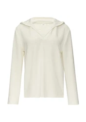 s.Oliver BLACK LABEL Strickpullover Kapuzenshirt Regular Fit Weiß/Khaki/Creme