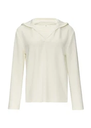 s.Oliver BLACK LABEL Strickpullover Kapuzenshirt Regular Fit Weiß/Khaki/Creme