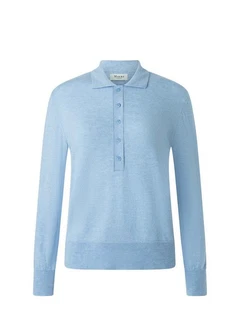 MAERZ Muenchen Strickpullover Polokragen Hellblau/Blau