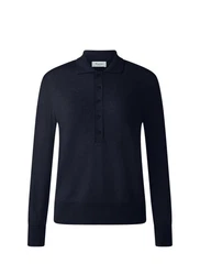 MAERZ Muenchen Strickpullover Polokragen Dunkelblau/Blau