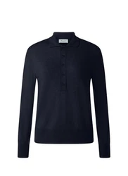 MAERZ Muenchen Strickpullover Polokragen Dunkelblau/Blau