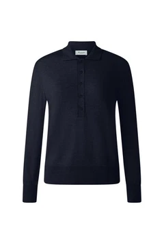 MAERZ Muenchen Strickpullover Polokragen Dunkelblau/Blau