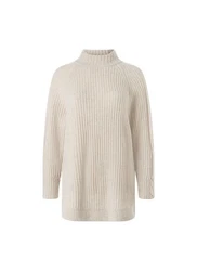 MAERZ Muenchen Strickpullover Stehkragen Beige/Braun/Khaki