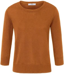 Rundhals-Pullover aus 100% SUPIMA-Baumwolle braun, 36