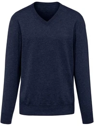 V-Pullover aus 100% Premium-Kaschmir Cashmere blau, 48