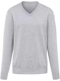V-Pullover aus 100% Premium-Kaschmir Cashmere grau, 48