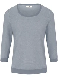 Rundhals-Pullover aus 100% SUPIMA-Baumwolle blau, 38