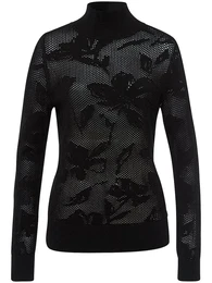 Feinstrick-Pullover Stehkragen schwarz, 48