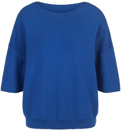 Rundhals-Pullover Supima blau, 46