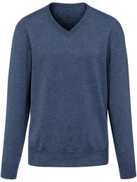 V-Pullover aus 100% Premium-Kaschmir Cashmere blau, 48