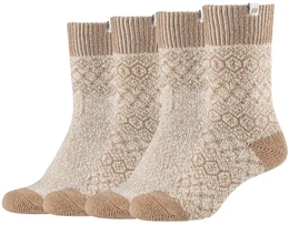 4er Pack Casual Cozy Jacquard Crew Socken Damen 1202 - offwhite mouline 35-38