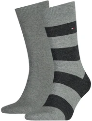TOMMY HILFIGER Herren Socken Rugby Sock Vorteilspack anthrazit/grau