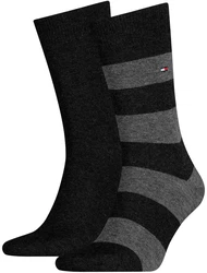 TOMMY HILFIGER Herren Socken Rugby Sock Streifen Vorteilspack schwarz