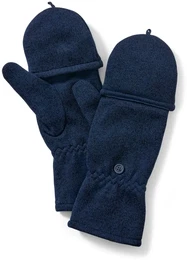 Strickfleece-Klappfustlinge - blau - 6,5