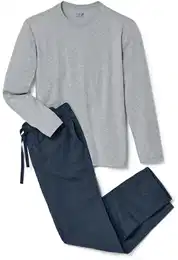 - Herren-Pyjama mit Flanellhose - Dunkelblau/Gestreift - Gr.: XXL - blau - XXL