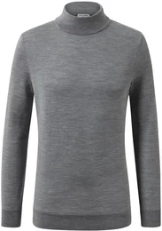- Merino-Pullover - Hellgrau/Meliert - Gr.: S - grau - S