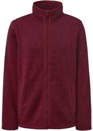 - Strickfleece-Jacke - Bordeaux/Meliert - Gr.: XXL - rot - XXL