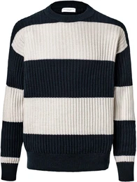 - Grobstrick-Pullover - Dunkelblau/Gestreift - Gr.: XL - blau - XL