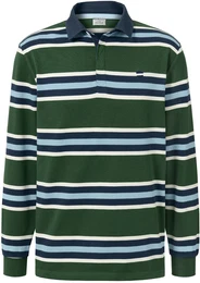 - Langarm-Poloshirt - Weiss/Gestreift - Gr.: 5XL - wei - 5XL