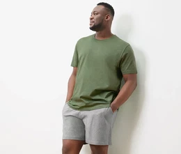 - Shorty-Pyjama - Hellgrau/Meliert - Gr.: XL - grau - XL
