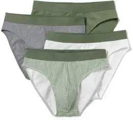 - 4 Slips - Hellgrau/Gestreift - Gr.: M/5 - grau - M/5