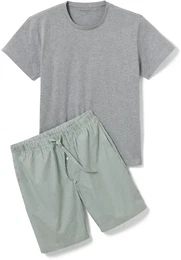 - Shorty-Pyjama mit gewebter Hose - Olivgrn/Gestreift - Gr.: XXL - grn - XXL