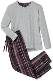 - Pyjama mit gewebter Hose - Grau/Meliert - Gr.: M - grau - M
