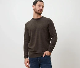 - Merino-Pullover - Braun/Meliert - Gr.: M - braun - M