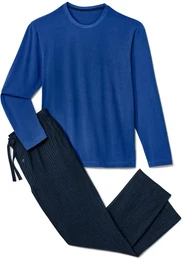 - Herren-Pyjama mit Flanellhose - Blau/Gestreift - Gr.: XL - blau - XL