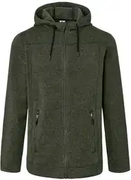 - Strickfleece-Jacke - Khaki/Meliert - Gr.: L - grn - L