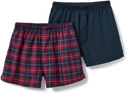 - 2 Flanell-Boxershorts - Dunkelblau/Kariert - Gr.: M/5 - blau - M/5