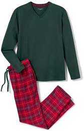 - Pyjama mit Flanellhose - Dunkelgrn/Kariert - Gr.: M - grn - M