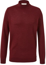 - Merino-Pullover - Dunkelrot/Meliert - Gr.: S - rot - S
