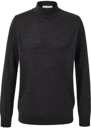 - Merino-Pullover - Anthrazit/Meliert - Gr.: S - grau - S