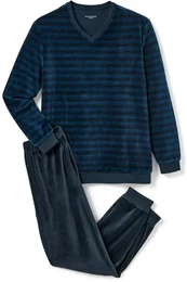 - Nicki-Pyjama - Dunkelblau/Gestreift - Gr.: M - blau - M