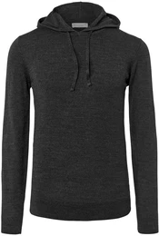 - Feinstrick-Hoodie - Anthrazit/Meliert - Gr.: M - grau - M