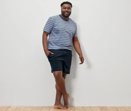 - Shorty-Pyjama blau-dunkelblau - Weiss/Gestreift - Gr.: XXL - wei - XXL