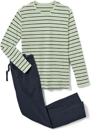 - Pyjama - Dunkelblau/Gestreift - Gr.: L - blau - L