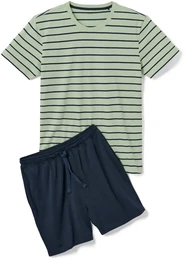 - Shorty-Pyjama - Dunkelblau/Gestreift - Gr.: S - blau - S