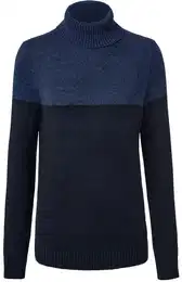 - Rollkragen-Pullover - Blau/Meliert - Gr.: M - blau - M