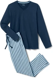 - Pyjama - Dunkelblau/Gestreift - Gr.: S - blau - S