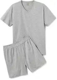 - Shorty-Pyjama - Grau/Meliert - Gr.: S - grau - S