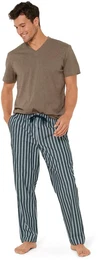 - 3-teiliges Pyjama-Set - Hellblau/Gestreift - Gr.: XXL - blau - XXL