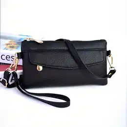 Minimalist Long Wlalet, Zipper Solid Color Coin Purse, Versatile Clutch Purse With Wristband