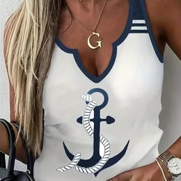 Print Tank Top, Casual Neck Summer Sleeveless Top, Women's Clothing